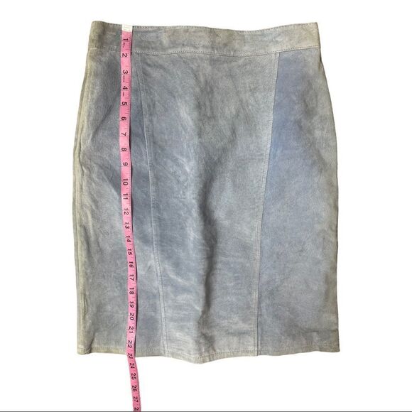Vintage Chia Leather Skirt Size 12 Baby Powder Blue Lined High Waisted - Picture 5 of 6